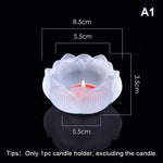 support bougie verre transparent forme fleur lotus décor maison artisanal coupe vent porte bougie