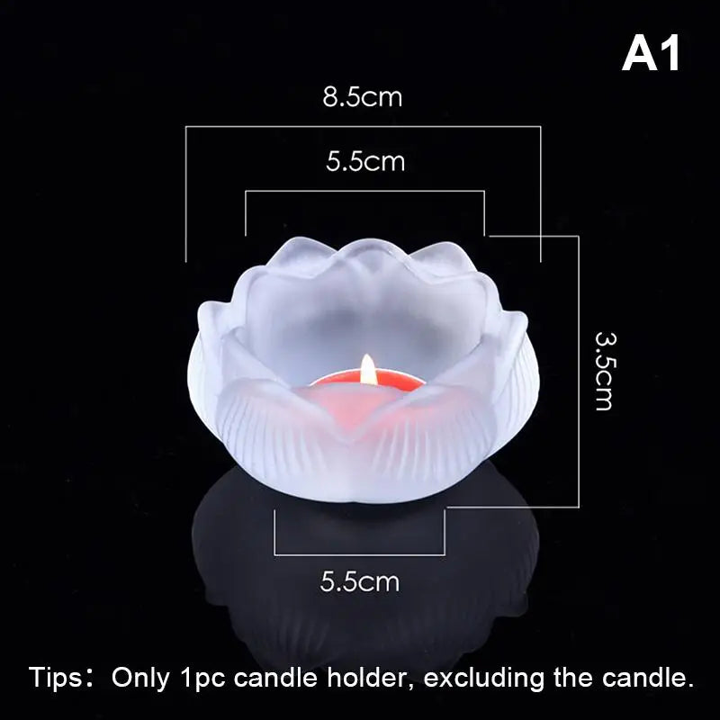 support bougie verre transparent forme fleur lotus décor maison artisanal coupe vent porte bougie