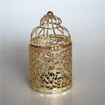 cage oiseaux ornements floraux ajourée artisanale élégante anneaux suspendus décoration maison or argent noir