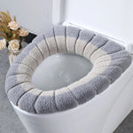 couvre siege toilette gris rose vert rayures horizontales doux confortable adhésif peluche coton