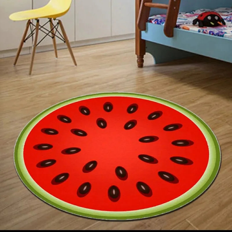 tapis rond moderne fruits patchwork décoratif polypropylène 40x40cm 80x80cm 120x120cm salon chambreextérieur