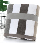 serviettes bain microfibre rayées modernes absorbantes bleu clair blanc beige gris rose pâle écologiques