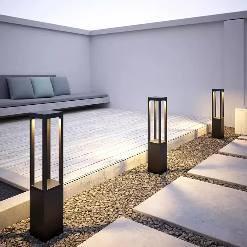 lampe sol led imperméable moderne noire ip65 aluminium extérieure jardin veranda