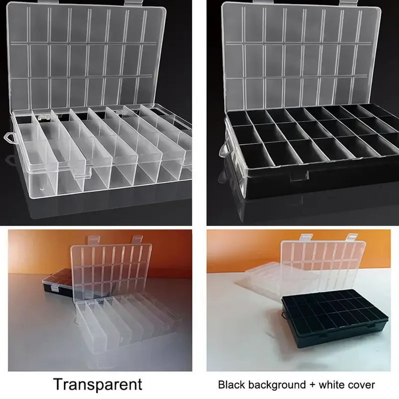 boîte rangement transparente 24 compartiments modernes bijoux organisation pratique anneaux suspendus