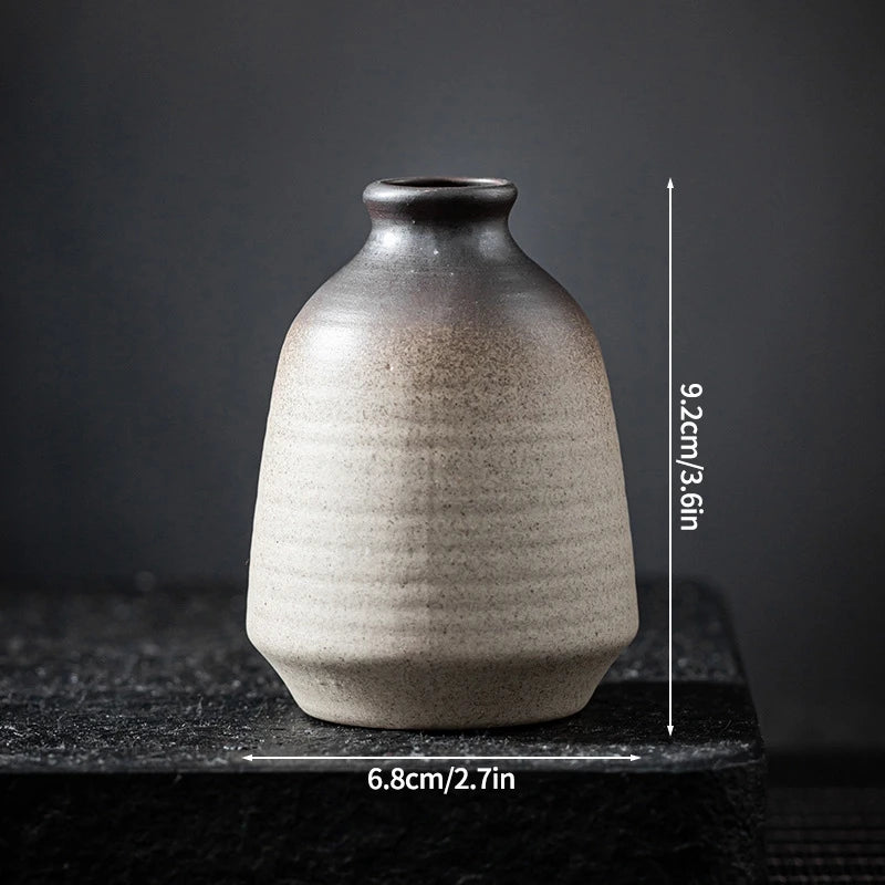 vases décoration gris brun minimaliste artisanal hydroponie fleurs séchées plante verte