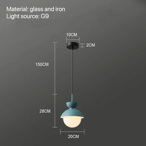 suspension lumineuse moderne pendentif câble bleu rose gris sphérique mat