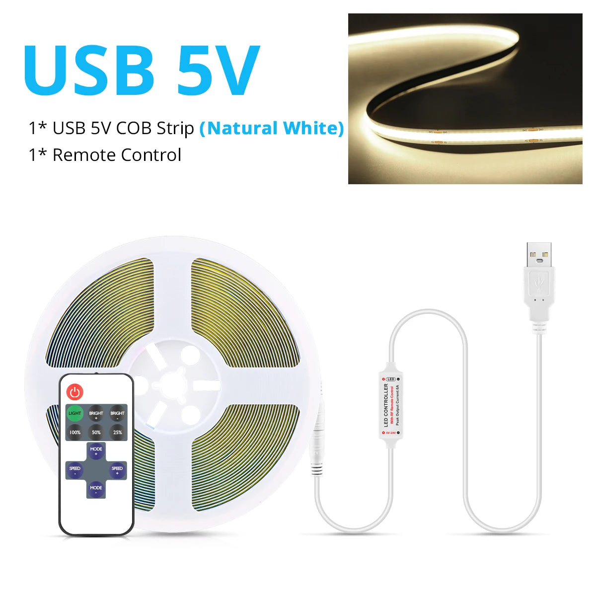 ruban led flexible blanc télécommande adhésif double face 3000k 6500k moderne intérieur usb