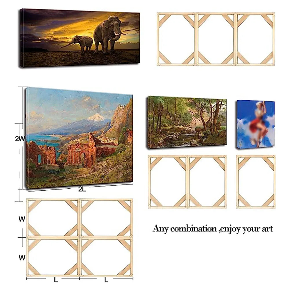 cadre photo bois rustique kit diy tableau beige triangles rouges
