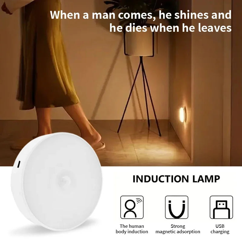 veilleuse led rechargeable sans fil lampe sol blanche moderne détecteur mouvement usb portable