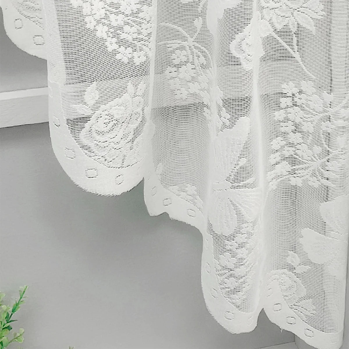 rideau blanc transparent brodé papillons fleurs cuisine romantique français 150cm 180cm