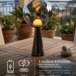 lampe table contemporaine argentée noire rechargeable LED portable chambre coucher