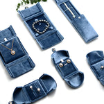 boîte bijoux velours bleu classique boîte bague bracelet collier boucles d'oreilles organizer voyage