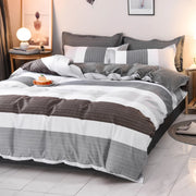 Housse de couette rayures géométriques 3 pièces - Ensemble literie moderne double face Queen King