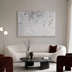 tableau abstrait moderne peinture toile blanche gris noir lignes horizontales sans cadre