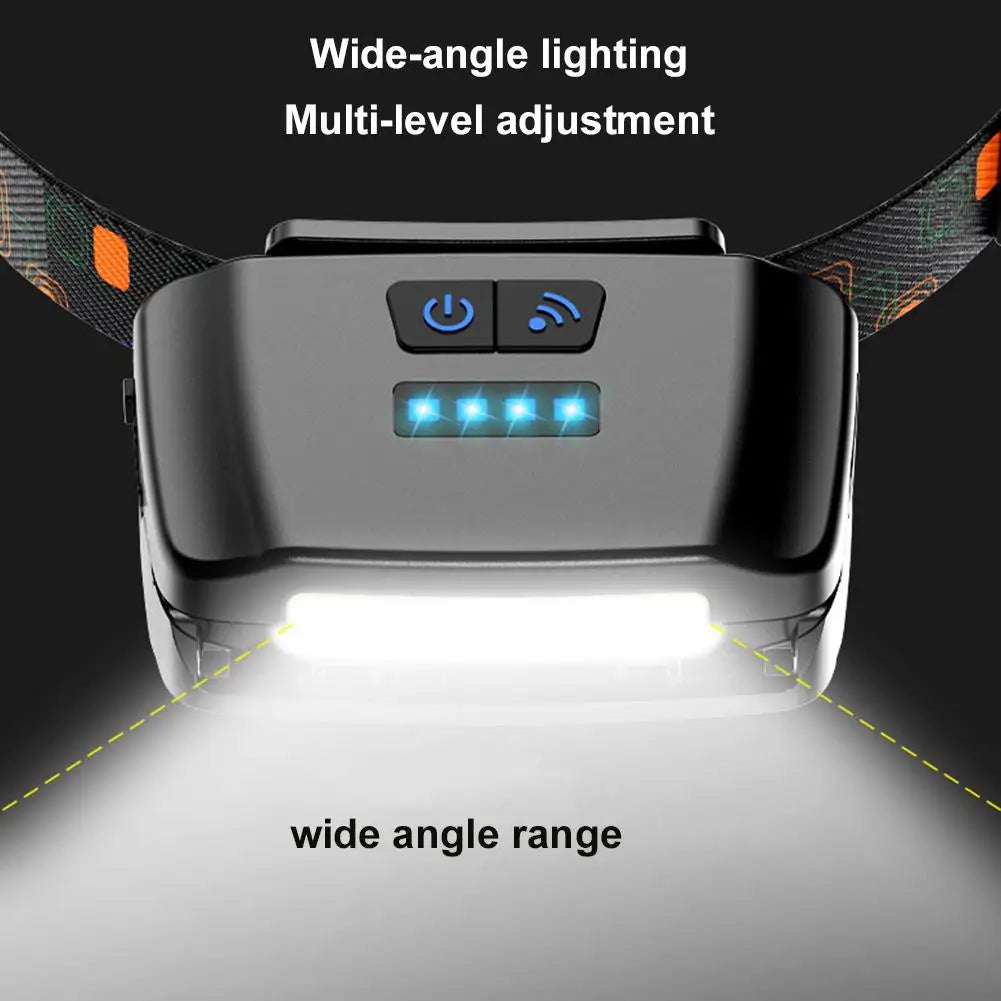 lampe frontale torchon rechargeable clips camouflage noir moderne étanche pêche camping détecteur mouvement