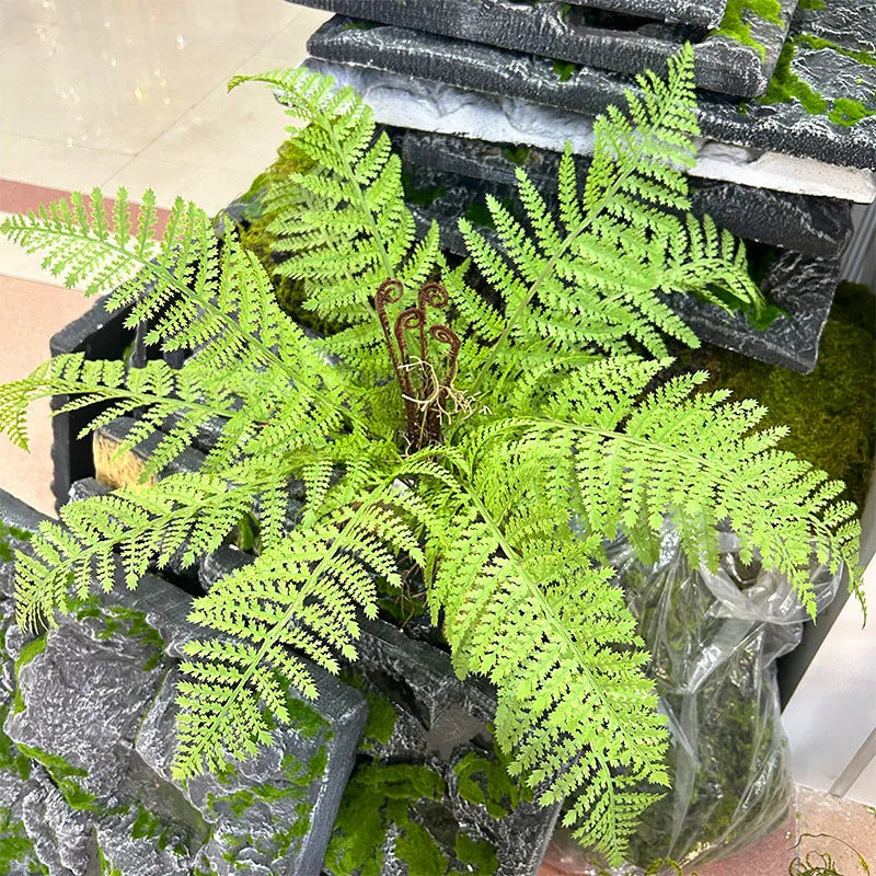 plantes artificielles fougère boston feuilles vertes jaunes decoration exterieure intérieure naturelle réaliste