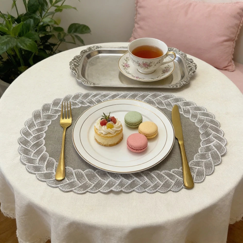 placemat tressé gris rose jaune bleu classique table hiver noël printemps été