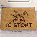 tapis d'entrée moderne marron clair imprimé personnage stylisé antidérapant extérieur porte chambre coucher decoration