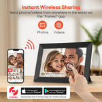 cadre photo numerique ecran tactile wifi 64go 1280x800 ips moderne blanc noir rouge