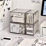 boîtes rangement acrylique transparentes empilables stationnerie cosmétiques maquillage moderne minimaliste respectueux environnement