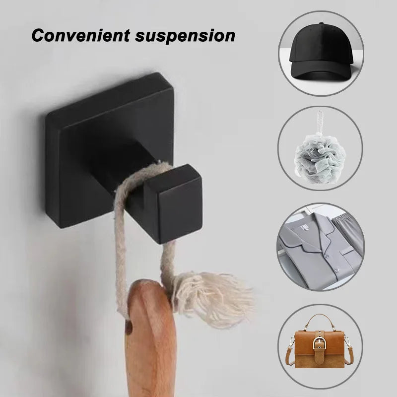 accessoires salle bain porte serviettes crochet anneau noir mat modernes minimalistes fixations