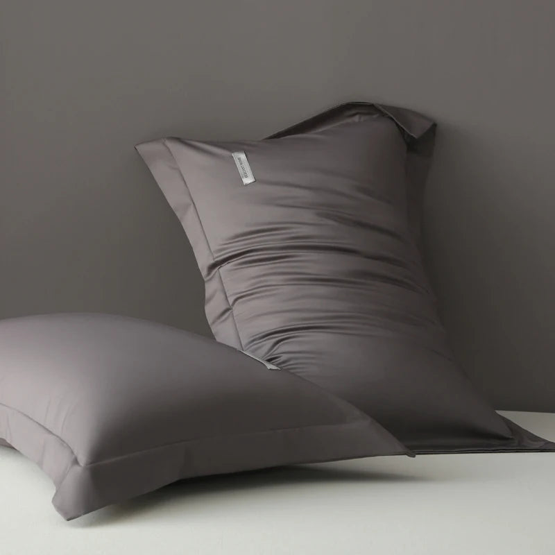 taies d'oreiller coton égyptien bleu texture satinée moderne 30x50cm 40x60cm 48x74cm 2pièces