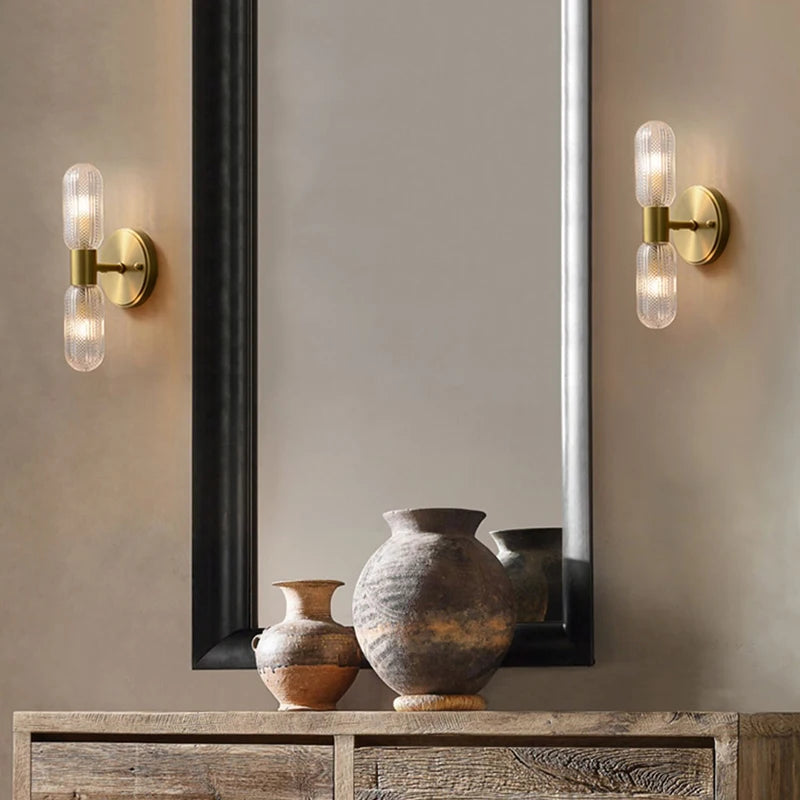 applique murale moderne or transparent verre rayures chambre coucher éclairage led nordique