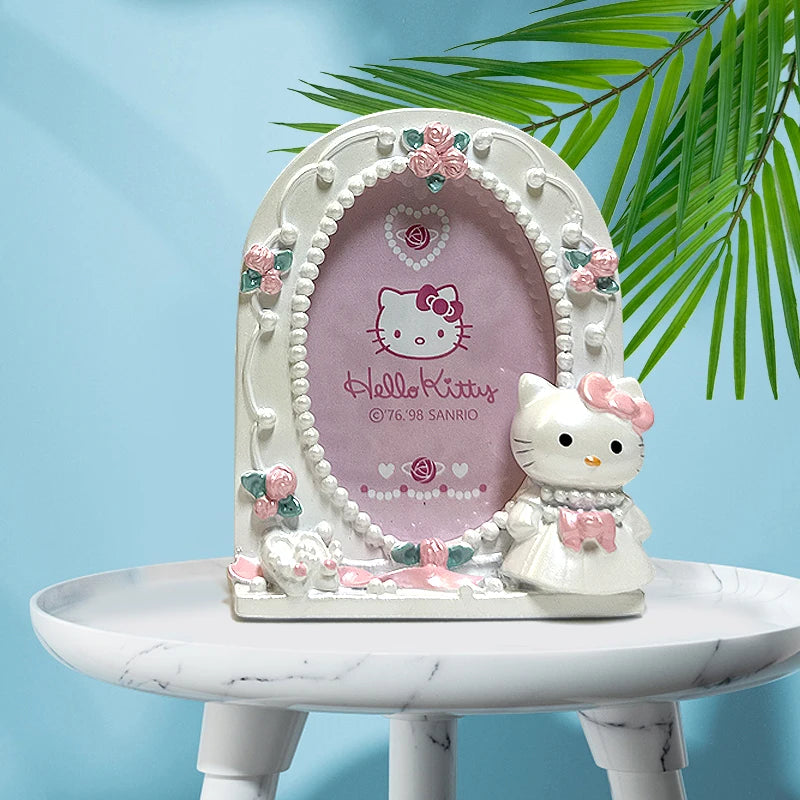 cadre photo hello kitty pouces résine blanc rose vert bleu strass coeurs romantique décoration