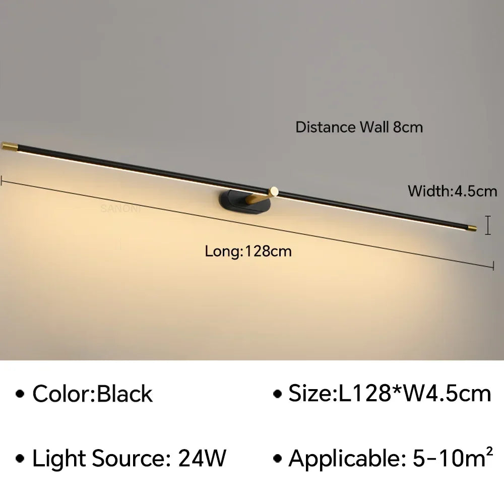 lampe salle bain moderne noir doré fixée mur 20 sources lumineuses led flux lumineux