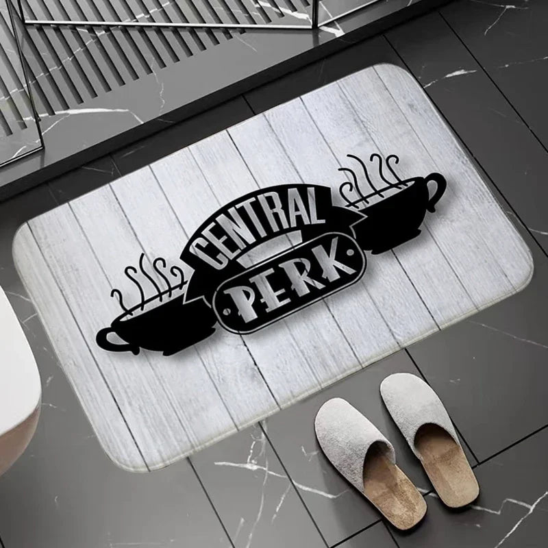 tapis central perk friends blanc vert noir moderne logo bienvenue salon chambre bain