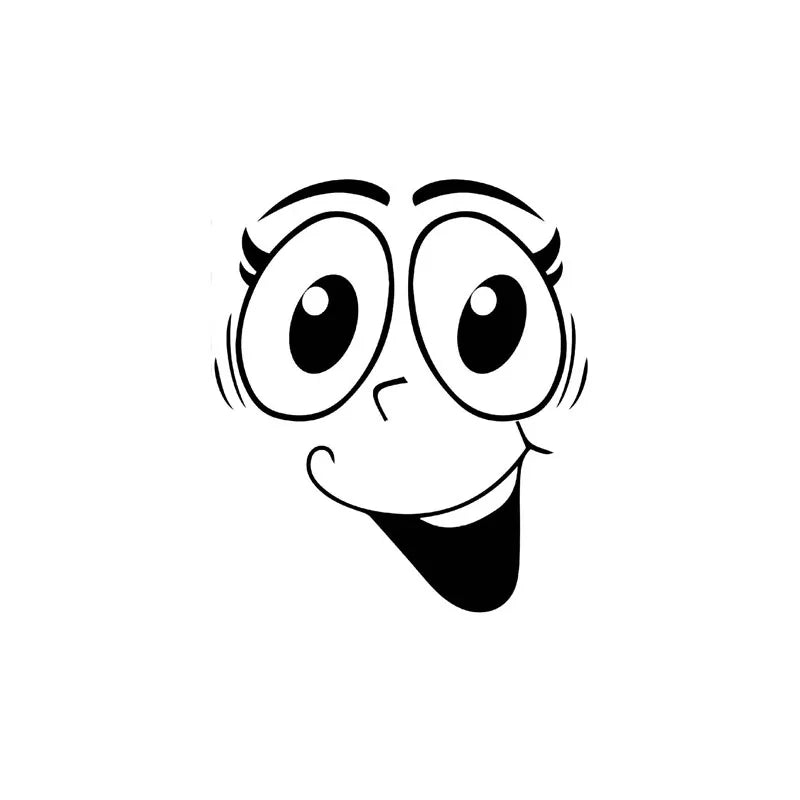 sticker autocollant toilette visage souriant dessin animé simple pvc noir inclusion chambre bains décoration