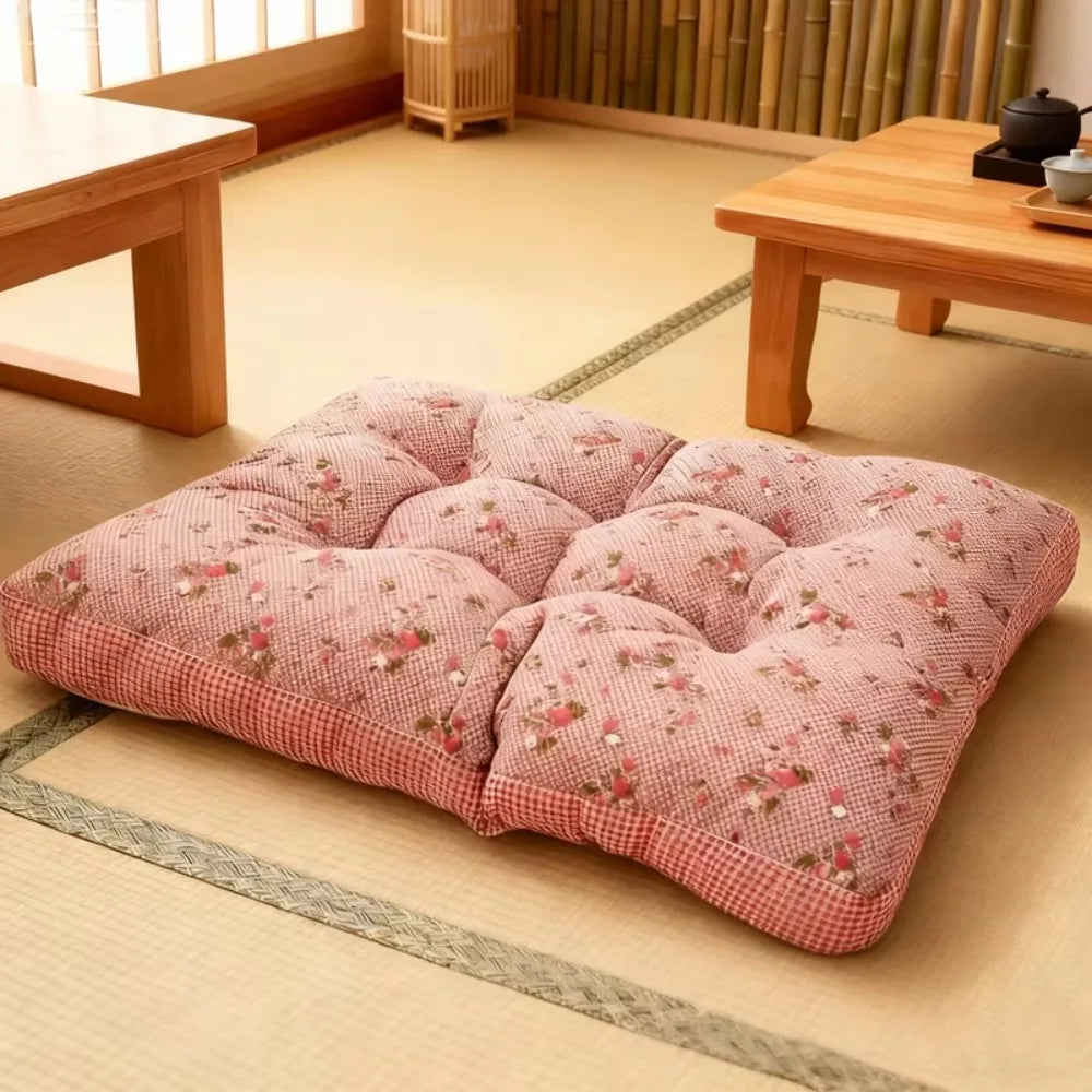 coussin chaise carré patchwork floral rose bleu doux coton épais imperméable