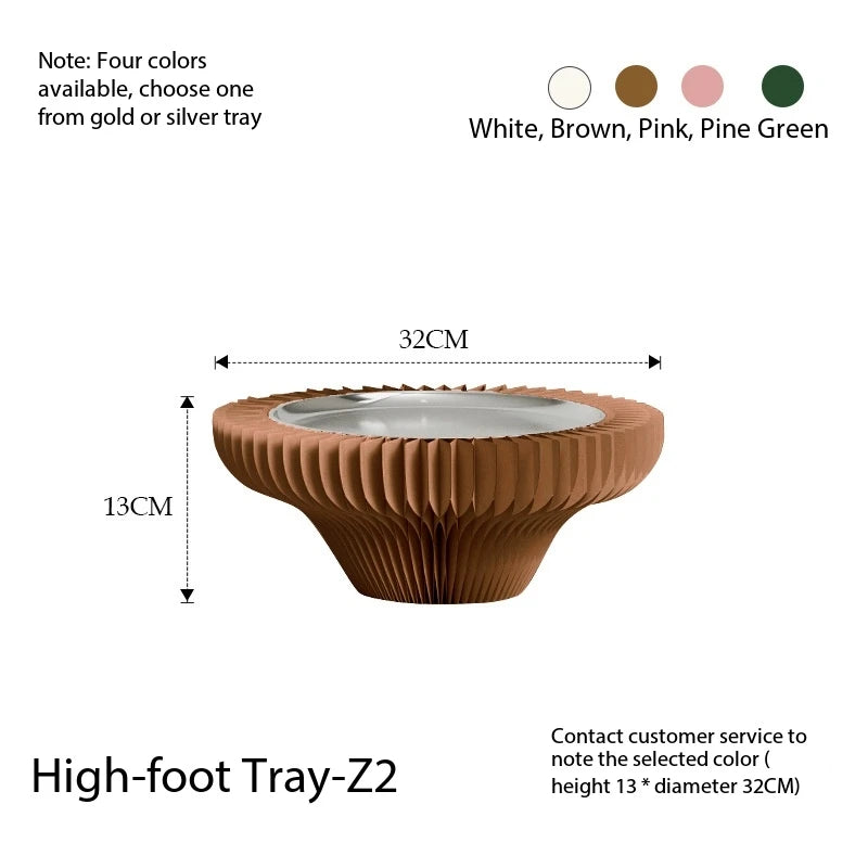 plateau pliable fibre végétale blanc vert rose marron rayures horizontales moderne multifonctionnels cosmétiques aromathérapie