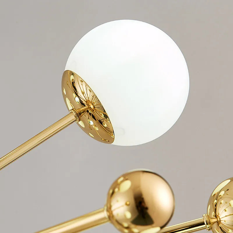 suspension lumineuse moderne or blanc 18 lumières structure radiale scandinave