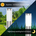 lampe solaire extérieure led acier inoxydable moderne 15 heures autonomie noir blanc minimaliste