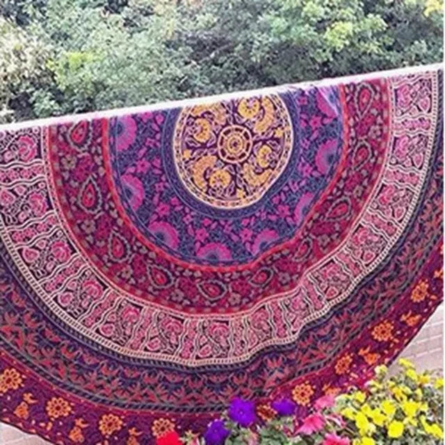 serviette plage ronde motif mandala boho chic coton polyester décorative grande plage été