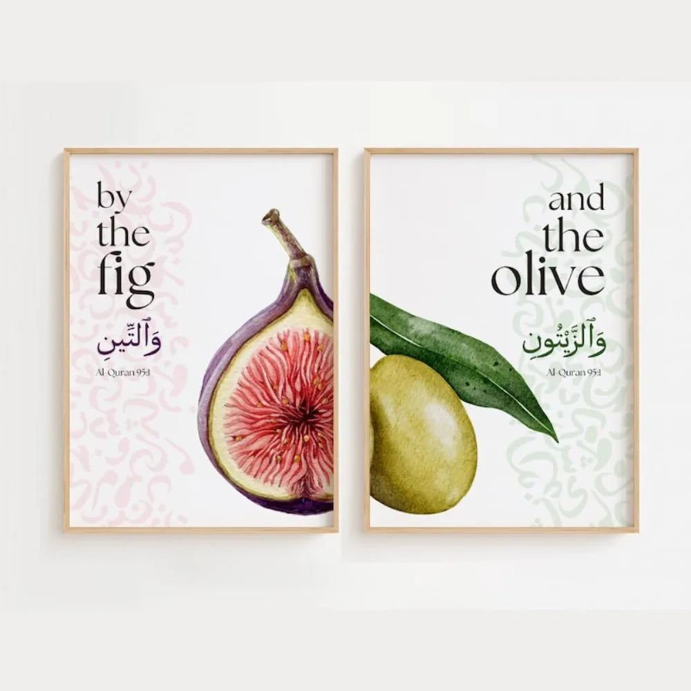 affiche abstraite figue olive art minimaliste blanc rose pâle vert violet rouge décoration mur