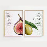 affiche abstraite figue olive art minimaliste blanc rose pâle vert violet rouge décoration mur