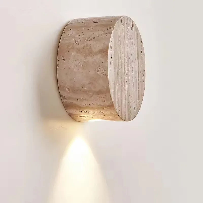 applique murale led pierre travertin jaune wabi sabi moderne éclairage quotidien beige clair minimaliste