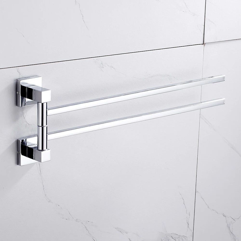 porte serviettes mural chrome acier inoxydable moderne barres rotatives fixations vis