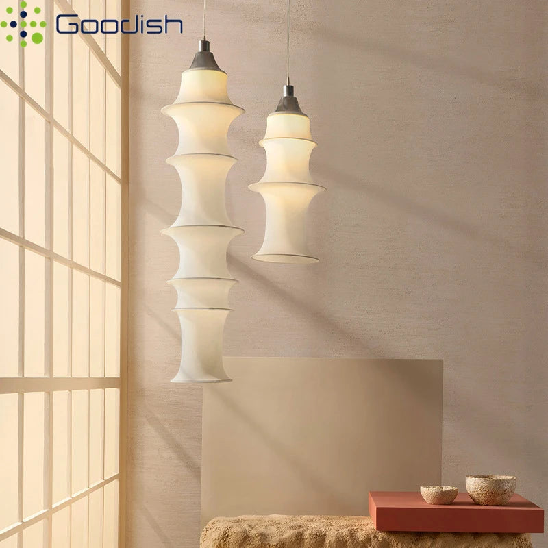 lumière suspendue moderne soie blanc bronze minimaliste sculptural chambre salon