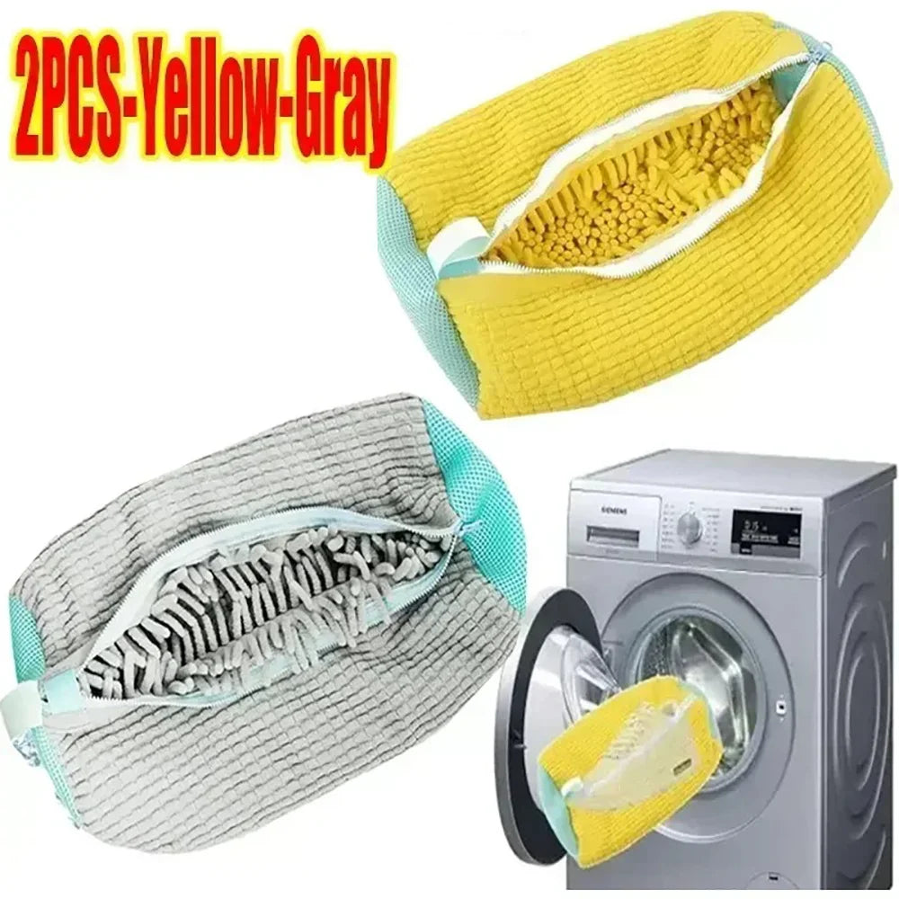 sac chaussures jaune bleu clair polyestère moderne réutilisable imperméable zip cordon chaussure nettoyage profond