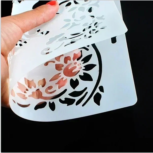 outil stencil blanc noir motif floral calligraphie arabe artisanal 30cm 30cm peinture pochoir álbum