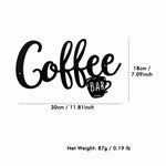plaque décorative murale moderne coffee bar tasse lettrage stylisé métal noir