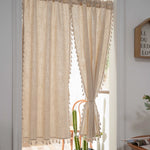 rideau boho chic beige clair tassel opacité tissage léger franges chambre salon