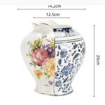 vase table chinois blanc bleu motifs floraux traditionnelsOpaque 14cm 25cm