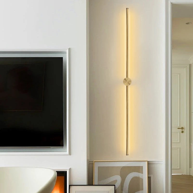 lampe murale moderne dorée finition brossée 50cm 80cm 110cm minimaliste vis fixations