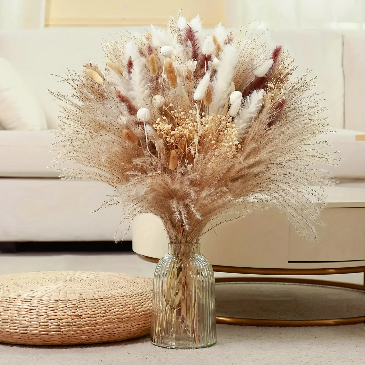 bouquet fleurs séchées pampas 80 pièces décoration maison boho chic rustique