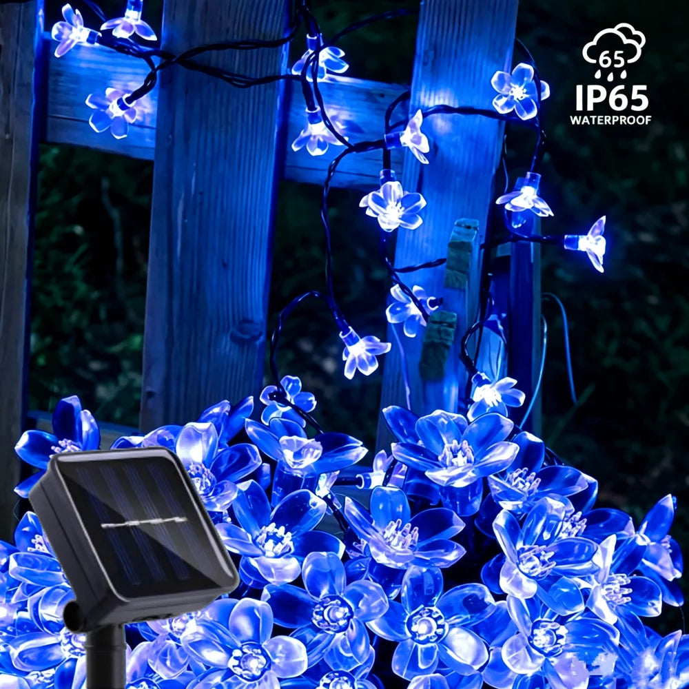 guirlande lumineuse solaire fleurs stylisées clips moderne bleu jaune orange vert violet blancextérieur noël