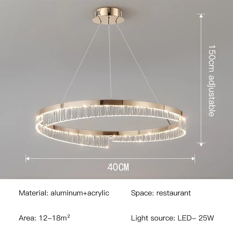 Suspension lumineuse moderne or transparent strass franges câbles suspendus led semi encastrée adjustable